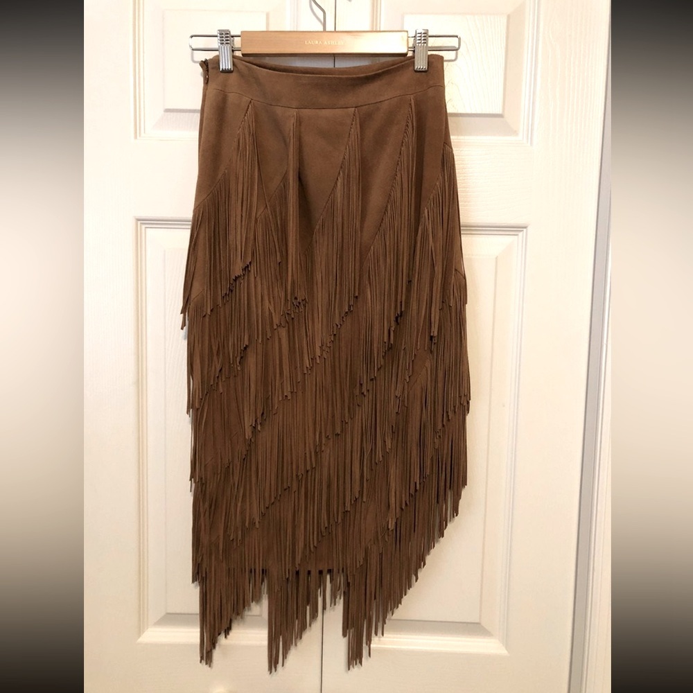 Intermix Suede Fringe Skirt- New With Tags!! - Picture 3 of 13